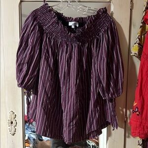 Caroline Constas Purple Striped Blouse